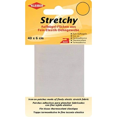 Imagen de Kleiber Cinta elástica para reparación de Ropa, 40 cm x 6 cm, Color Blanco, Poliéster, 40cm 6cm