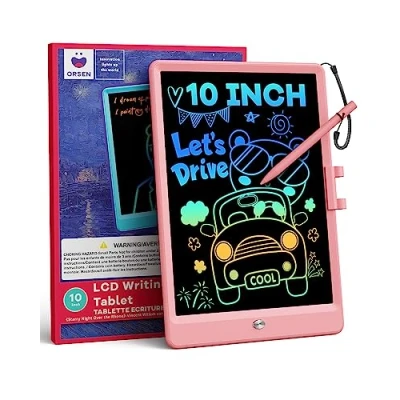 Imagen de ORSEN Tableta de escritura 10 Pulgadas, Gráfica Regalos para niños niñas Bloc colorido, Aprendizaje juguetes educativos 2 3 4 5 6 años (Rosa)