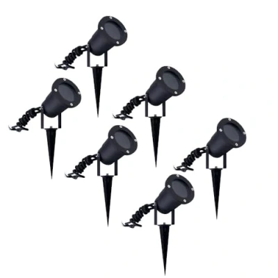Imagen de Ledvion Set de 6 Focos jardín LED con Pincho Aluminio Negro Casquillo GU10 IP65 Cable 1 metro