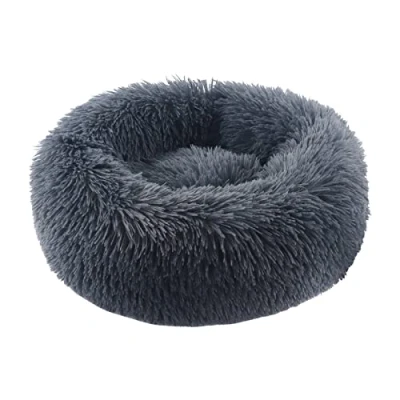 Imagen de BVAGSS Cama de Felpa Deluxe Plush Redonda Pelo Nido Donut para Mascotas Gatos y Perros XH034 (Diameter:40cm, Dark Grey)