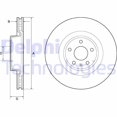 Imagen de DELPHI BG9173C Disco de freno 345 30 5 ventilado revestido sin procesar cojinete rueda, anillo sensor ABS AUDI: A6 C7 Allroad