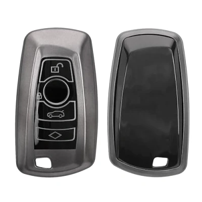 Imagen de kwmobile Carcasa para Mando Compatible con BMW Llave de Coche Control Remoto 3 Botones (Solo Keyless Go) Funda Llaves TPU Negro Mate/Negro