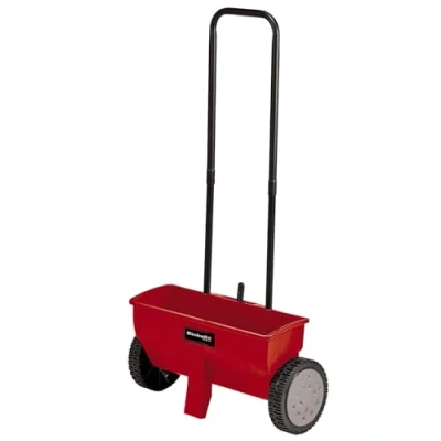 Imagen de Einhell Carro esparcidor manual GT M 39. (Ancho de esparcimiento 45 cm, capacidad 12 Litros, diámetro las ruedas 200 mm). Barra empuje doble. Cierres resorte en ambos lados