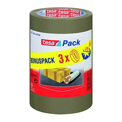 Imagen de Pack de 3 rollos cinta embalaje tesapack, color marrón (66m x 50mm)