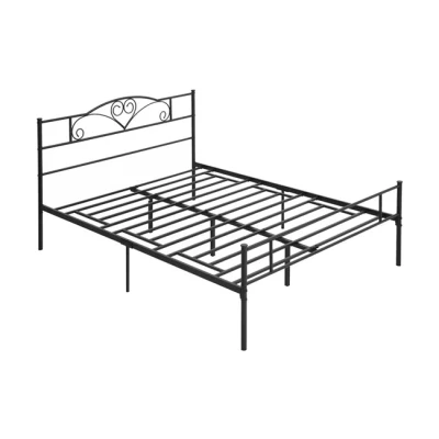 Imagen de HOMCOM Marco de Cama Doble Metal para Colchón 150x200 cm con Cabecera y Patas 31 Estructura Matrimonio Espacio Bajo Almacenamiento 158x211x106 Negro