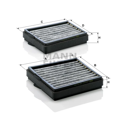 Imagen de MANN FILTER CUK 20 000 2 Filtro de habitáculo carbón activado 184, 184 136 40 MERCEDES BENZ: CLK Cabrio, Clase C Berlina, Coupé