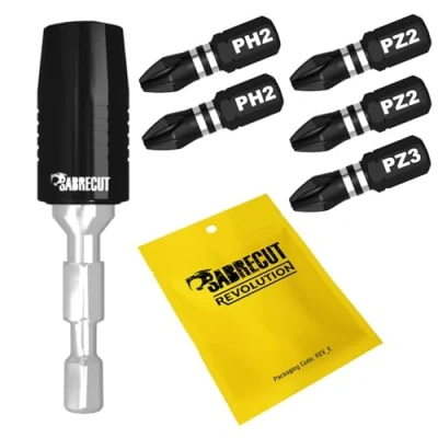 Imagen de 6 piezas SabreCut SCRK4 Soporte magnético profesional para puntas de impacto 60 mm con 5 25 PH2 PZ2 PZ3 Phillips Pozi Compatible Dewalt, Milwaukee, Makita, Bosch y otros