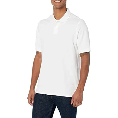 Imagen de Amazon Essentials Polo en piqué de algodón con Corte Regular (Disponible Talla Grandes y Largos Especiales) Hombre, Blanco, L