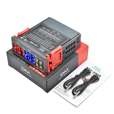 Imagen de Diymore Termostato Digital,STC 3008 Controlador Digital de Temperatura Regulador AC 110V 230V con Doble Sensor NTC Sonda Calentador enfriador