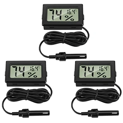 Imagen de Thlevel 3PCS Mini Digitale Termometro Igrometro con Sonda Esterna per Frigorifero, Camera, Guardaroba, Soggiorno, Armadietto (type B)