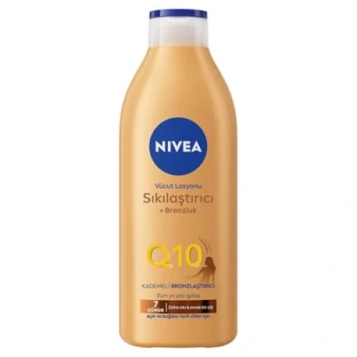 Imagen de Nivea Q10 Firming + Radiance gradual Tan (400 ml): crema para tono medio de piel, reafirmante activadora del bronceado con un hidratado y brillo radiante.