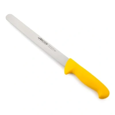 Imagen de Arcos Serie 2900 Cuchillo Fiambre Hoja de Acero Inoxidable NITRUM 250 mm Mango inyectado en Polipropileno Color amarillo