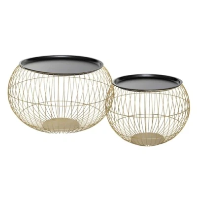 Imagen de ATMOSPHERA CREATEUR D&#039;INTERIEUR Mesa de Metal Alambre Dorado Alya x 2
