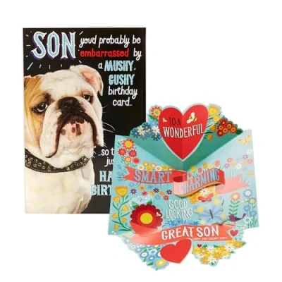 Imagen de Tarjeta de felicitación cumpleaños para hijo con texto en 3D «Look I Pop Up!»