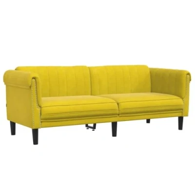 Imagen de vidaXL Sofá de 3 Plazas, Asiento Relax con Respaldo Reposabrazos, Sillón Tapizado Televisión, Mueble para Salón, Terciopelo Amarillo