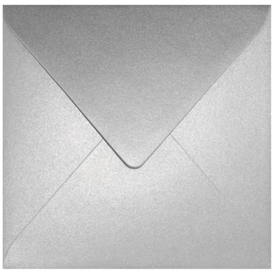 Imagen de Netuno 25 sobres cuadrados nacarados plateados DIN K4 153x153mm 120g Aster Metallic Silver solapa engomada puntiaguda sin ventana para invitaciones boda Navidad tarjetas dinero bricolaje bautizo vales