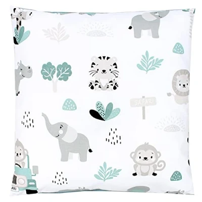 Imagen de TupTam Funda para Cojin con Diseño Decorativo Niños, Zoo Verde, 80 x cm