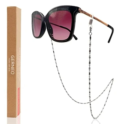 Imagen de GERNEO® Menorca Cadena de gafas y soporte anticorrosión chapado en oro o plateado sol correa para lectura, plata, Talla única