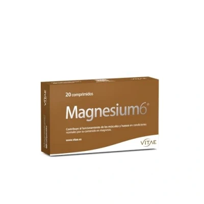 Imagen de Vitae Magnesium6 20 comprimidos 6 sales de magnesio, taurina y vitamina B6 Ayuda a la relajación muscular Tensión contracturas