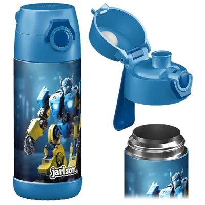 Imagen de Jarlson® botella de agua para niños MALI térmica acero inoxidable, sin BPA, a prueba fugas, infantil 350ml