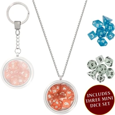 Imagen de Medallón de Dados DND/Llavero 3 Minijuegos Rol/Dice Set en Rojo, Azul y Claro tienen D20 D12 D10 D8 D6. Accessorios/Regalos Dragones Mazmorra, Dungeons &amp; Dragons, Juego Rol, RPG