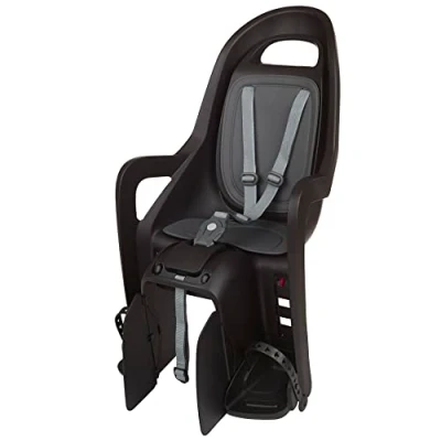 Imagen de POLISPORT 8406100001 Silla Trasera ecologica Groovy CFS para Bicicleta con Ruedas de 26&#039;&#039; a 29&#039;&#039; Apta niños un Peso 9 22Kg Anclaje en el portaequipajes Color Negro/Gris Oscuro