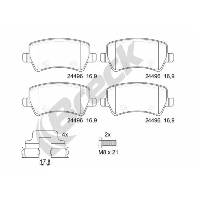 Imagen de BRECK 24496 00 702 Juego de pastillas freno con accesorios VOLVO: XC60 I, S60 II, V60 LAND ROVER: Range Rover Evoque, Freelander 2 SUV