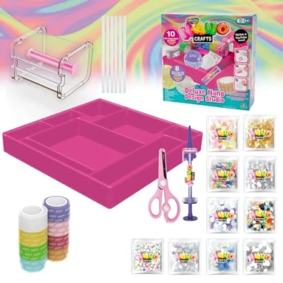 Imagen de Giochi Preziosi nano Craft Deluxe Crafts Design Studio Crea decoraciones únicas con pajitas, elementos decorativos, cinta y bomba de aire incluida, para niños a partir 6 años
