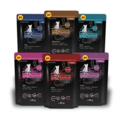 Imagen de catz finefood Purrrr Collection I Comida húmeda para Gatos monoproteína sin Cereales, azúcar, hipoalergénica, Alto Porcentaje de Carne, Multipack Gatos, en Bolsa, 85 g (12