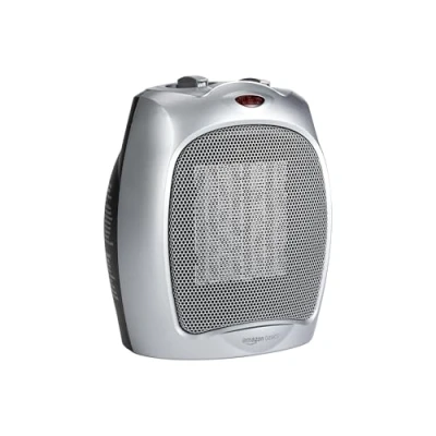 Imagen de Amazon Basics Calefactor de cerámica, 1500 W, con termostato ajustable, Plateado