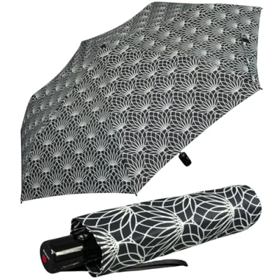 Imagen de Knirps Paraguas plegable Slim Duomatic, Renature Black, 90 cm, Moderno compacto