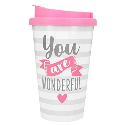 Imagen de Depesche To Go Taza de plástico (350 ml), diseño con Texto You Are Wonderful, Multicolor (2180.047)