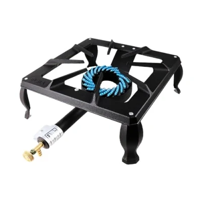 Imagen de ELMA Hornillo a Gas de Fundición Compatible con Butano y Propano 40x 40x16cm I Válvula Seguridad e Instrucciones Montaje Incluido