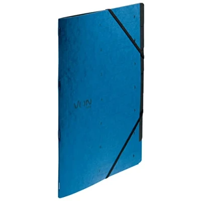 Imagen de VON Leitz 30140035 Carpeta de cartón con 6 compartimentos y cierre elástico para escuela, estudio hogar, 5 unidades, color azul