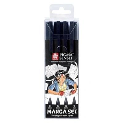 Imagen de Sakura Pigma SENSEI Manga SET (4 plumas, negro)