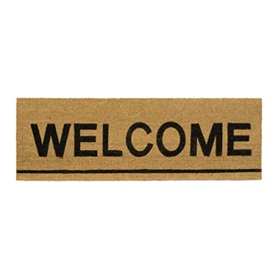 Imagen de Relaxdays Felpudo Extra Largo de Coco, Mensaje Welcome, Tapete Puerta, Alfombra Entrada, 40 x 120 cm, Color Natural