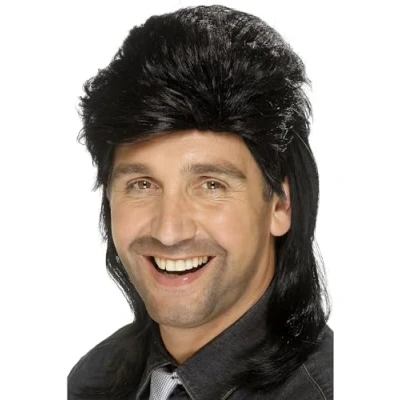 Imagen de Smiffys Peluca de corte mullet, negra