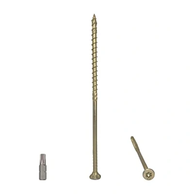 Imagen de Paquete de 8 tornillos universales acero chapado en zinc amarillo 6 x 160 mm, cabeza torx, avellanada, aglomerado (8, mm)