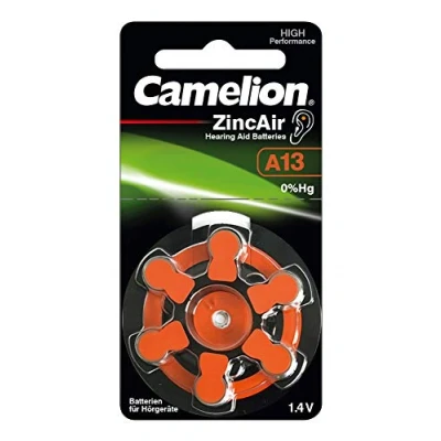 Imagen de Camelion 15056013 Zinc Aire Pilas de botón sin Mercurio A13/ZL 13 (1,4 V, 6 Unidades)