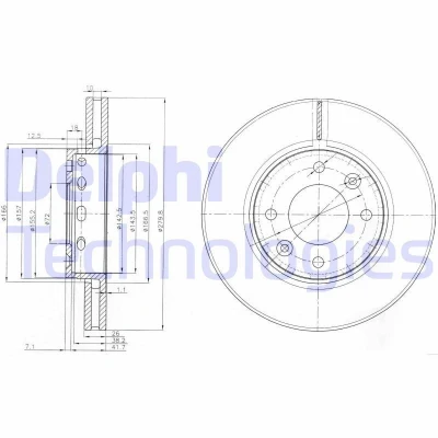 Imagen de DELPHI BG3800 Disco de freno 280 26 4 ventilado aceitado sin procesar cojinete rueda, anillo sensor ABS KIA: CARENS 2, 1