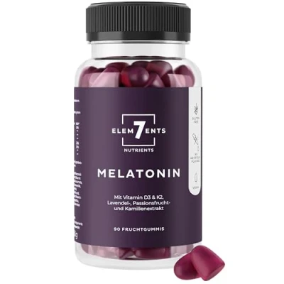 Imagen de Melatonina Gominolas para Dormir sin azúcar y veganas con Valeriana, Manzanilla, Lavanda Pasiflora Gummies el sueño, Gomitas de Frutas enriquecidas Vitaminas