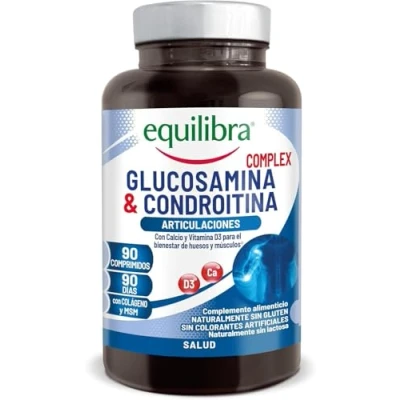 Imagen de Equilibra, Suplemento de Glucosamina y Condroitina con MSM, Calcio, Zinc Vitamina D3 para el mantenimento los huesos normales 90 Comprimidos