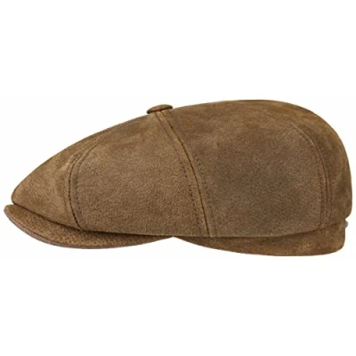 Imagen de Stetson Gorra Burney Hatteras, Hombre 100% Cuero auténtico de Primera Calidad con Forro algodón Newsboy Ocho Piezas Boina Moderna Verano/Invierno marrón L (58 59 cm)