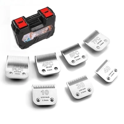Imagen de YAZIYIR Cuchillas desmontables para el aseo de perros acero inoxidable, compatibles con Andis, Oster A5, Wahl KM 10 Series, tamaño 10/30/40/7F/5F/4F/3F, 7 unidades