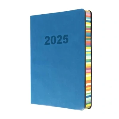 Imagen de Collins Edge Rainbow ED151.U57 25 agenda diaria 2025, tamaño A5, día por página (con citas), color azul claro, con cubiertas suaves al tacto y bordes de páginas colores
