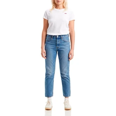 Imagen de Levi&#039;s 501 Crop Vaqueros, Medium Indigo Worn In, 23W / 26L Mujer