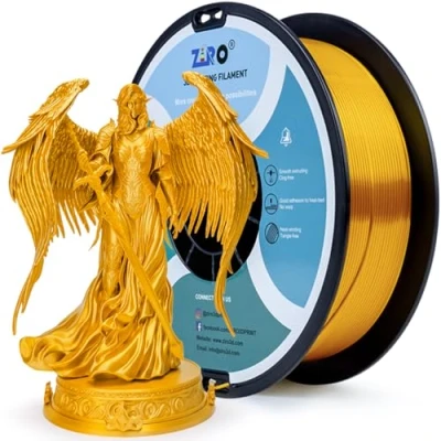 Imagen de ZIRO Seda Filamento PLA 1.75mm, Impresora 3D 1.75mm 1kg (2.2 lbs) / Bobina, Precisión Dimensional +/ 0.03mm, Oro