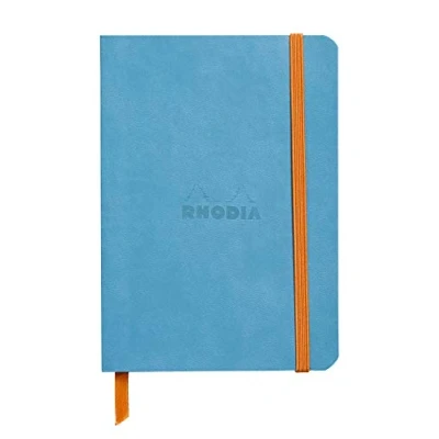 Imagen de RHODIA 117307C Carnet Souple Turquoise A6 Ligné 144 pages Papier Clairefontaine Ivoire 90 g/m² Marque Page, Fermeture Élastique Couverture Simili Cuir Collection Rhodiarama
