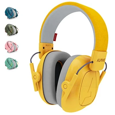 Imagen de Alpine Muffy Protectores de Oído para Niños Cascos Antiruido hasta 16 años Insonorización diseñados Cómoda Protección Auditiva Sujeción Ajustable Amarillo