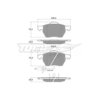 Imagen de TOMEX brakes TX 13 Juego de pastillas freno Eje delantero con contacto avisador desgaste AUDI: A4 B7 Berlina, Avant, A6 C6 Berlina